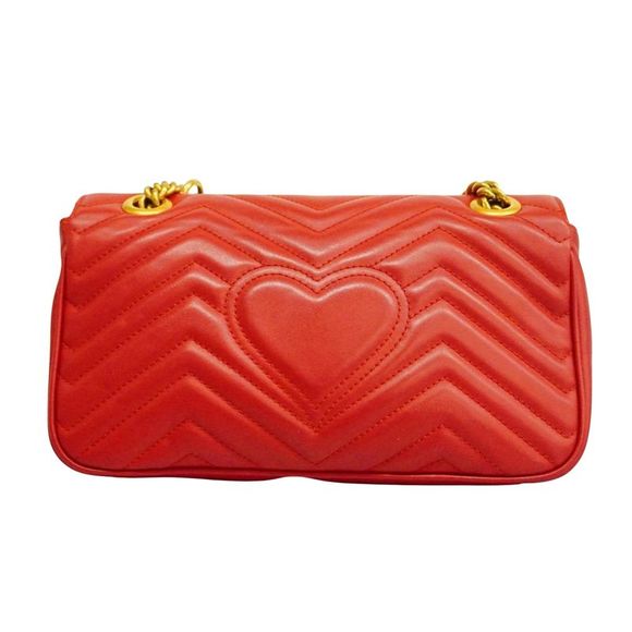 Gucci Gg Marmont Red Leather Shoulder Bag (Pre-Owned) - Picture 2 of 11